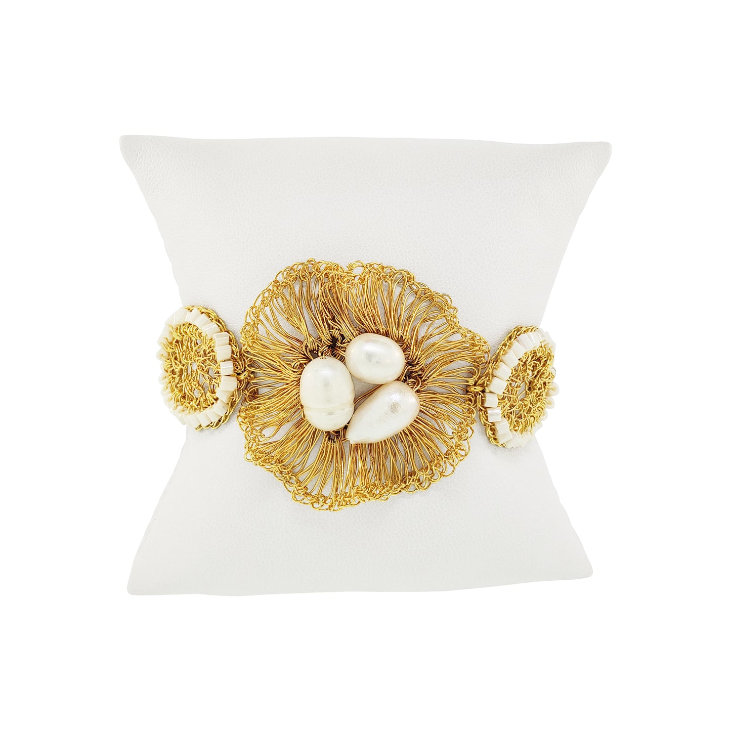 White Howlite Mix Nyla Handmade Crochet Bracelet