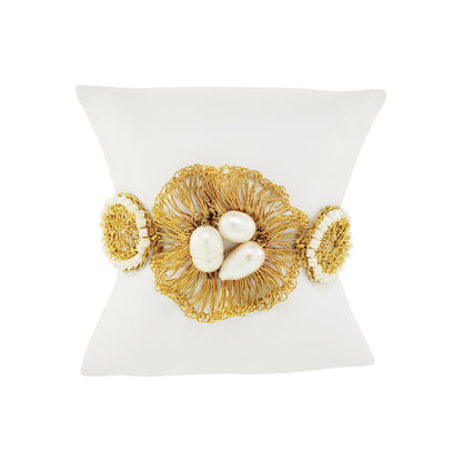 White Howlite Mix Nyla Handmade Crochet Bracelet