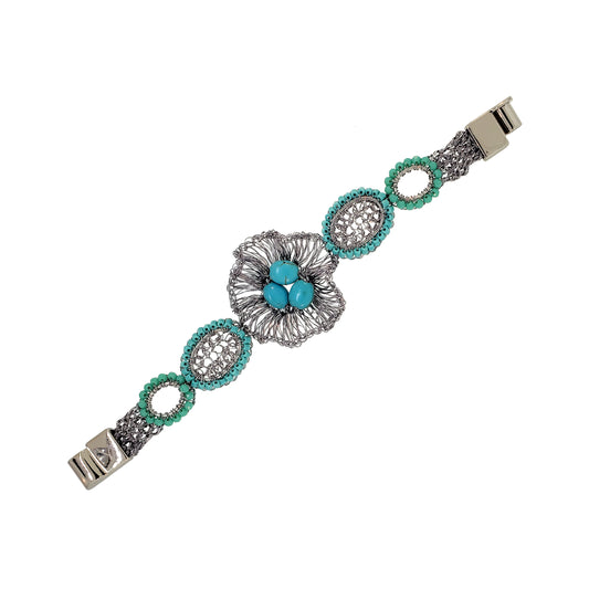Western Blue Mix Nyla Handmade Crochet Bracelet