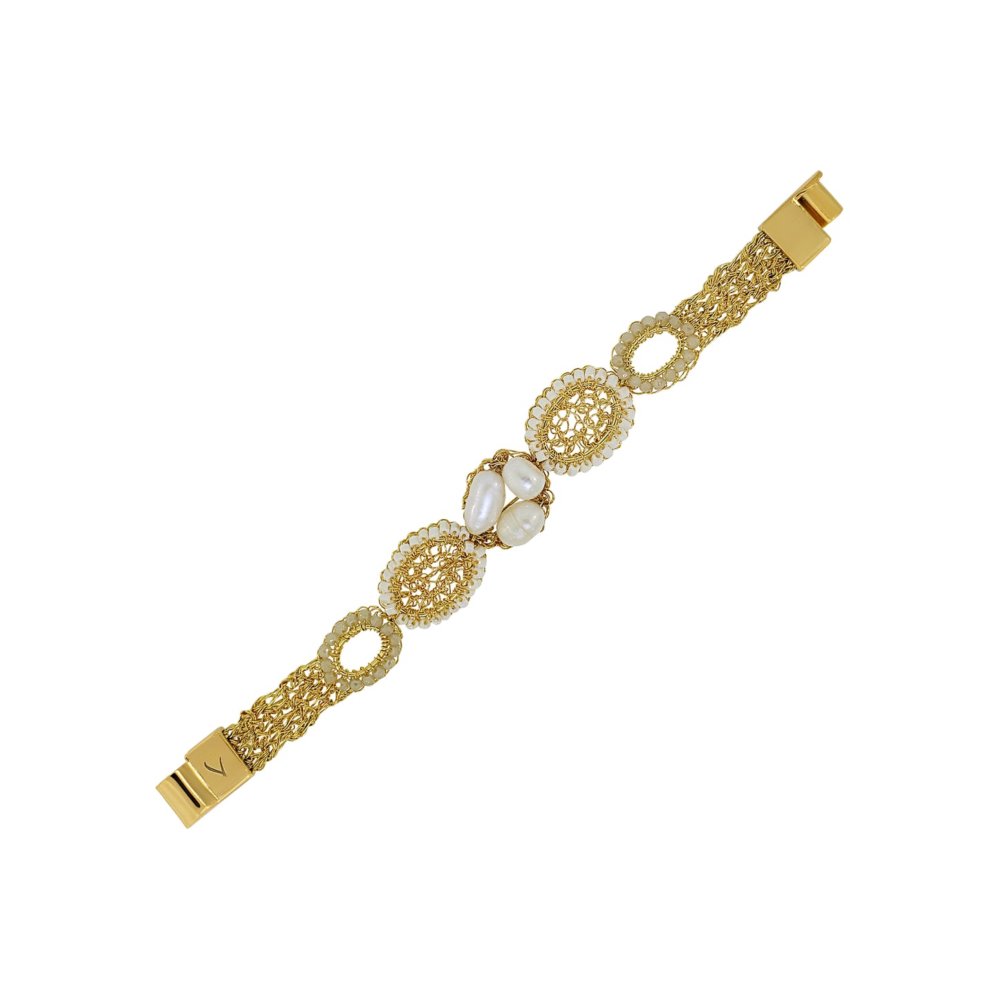 White Howlite Mix Nyla Mini Handmade Crochet Bracelet