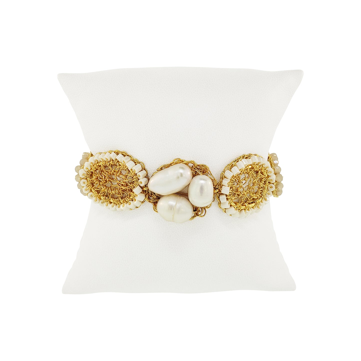 White Howlite Mix Nyla Mini Handmade Crochet Bracelet
