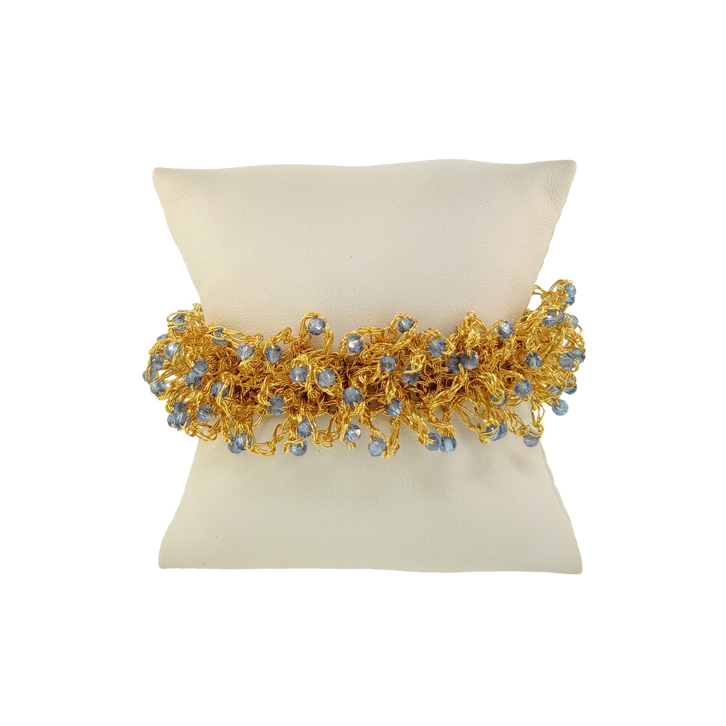 Blue & Gold Sprinkle Handmade Crochet Bracelet