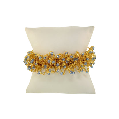 Blue & Gold Sprinkle Handmade Crochet Bracelet