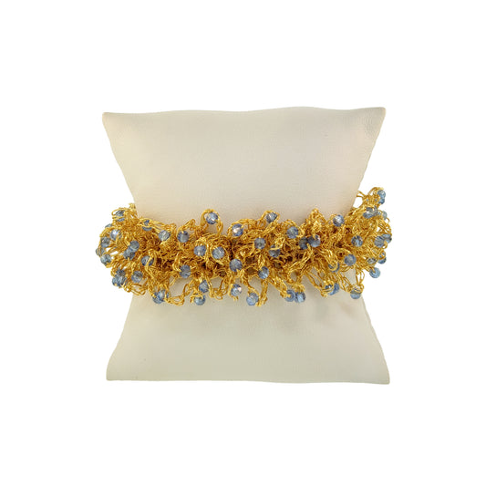 Blue & Gold Sprinkle Handmade Crochet Bracelet
