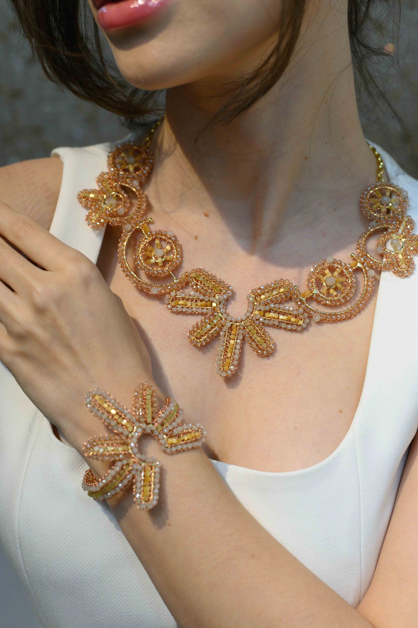 Butter Yellow Mix Solara Handmade Crochet Bracelet