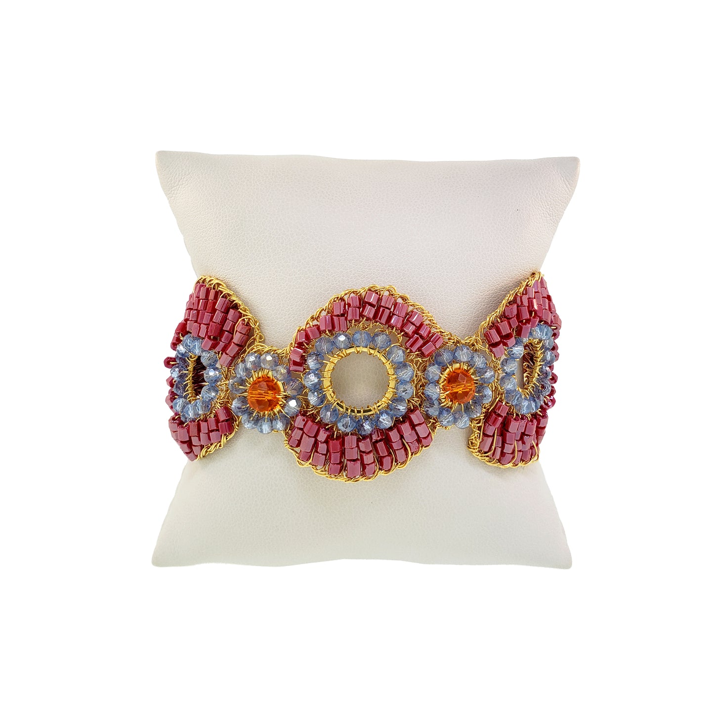 Sunrise Red Mix Aura Handmade Crochet Bracelet