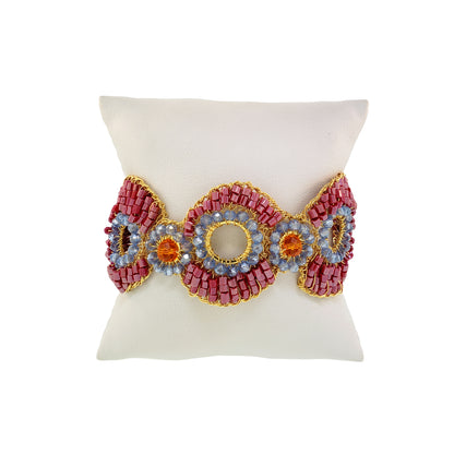 Sunrise Red Mix Aura Handmade Crochet Bracelet