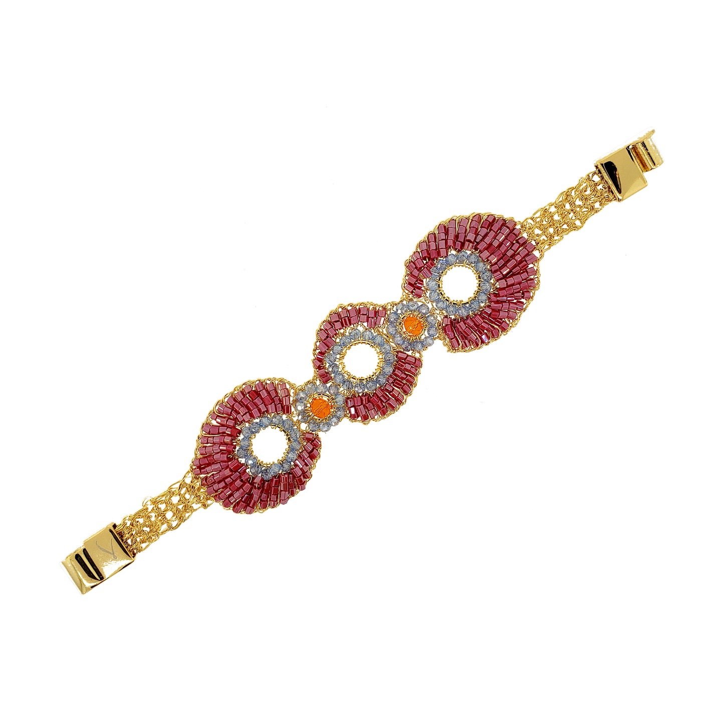 Sunrise Red Mix Aura Handmade Crochet Bracelet