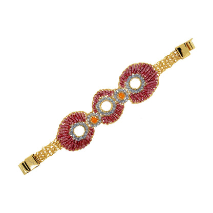 Sunrise Red Mix Aura Handmade Crochet Bracelet