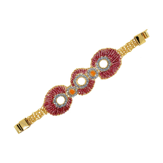 Sunrise Red Mix Aura Handmade Crochet Bracelet