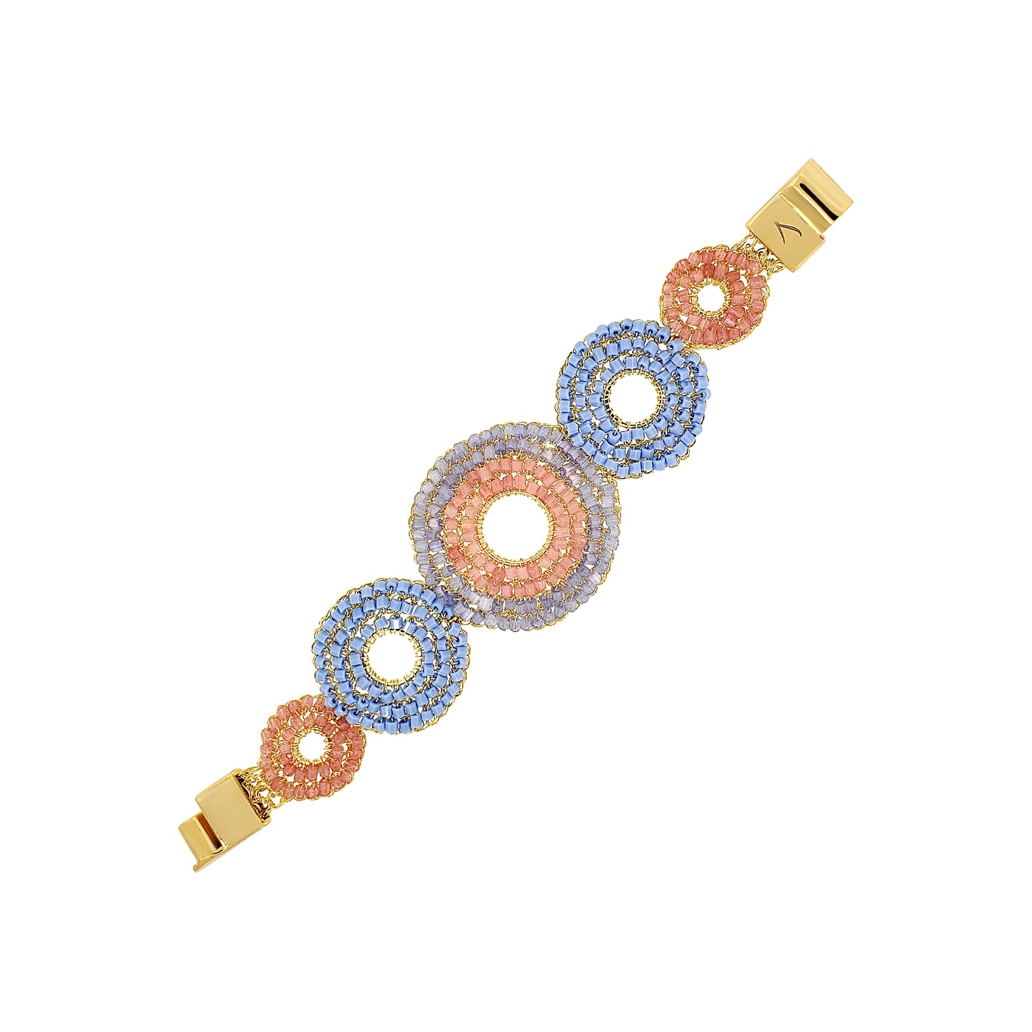Soft Pink & Blue Mix Gia Handmade Crochet Bracelet