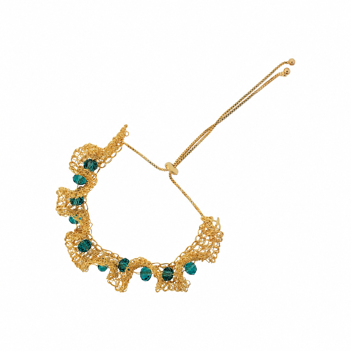 Teal Green & Gold Nalu Handmade Crochet Bracelet