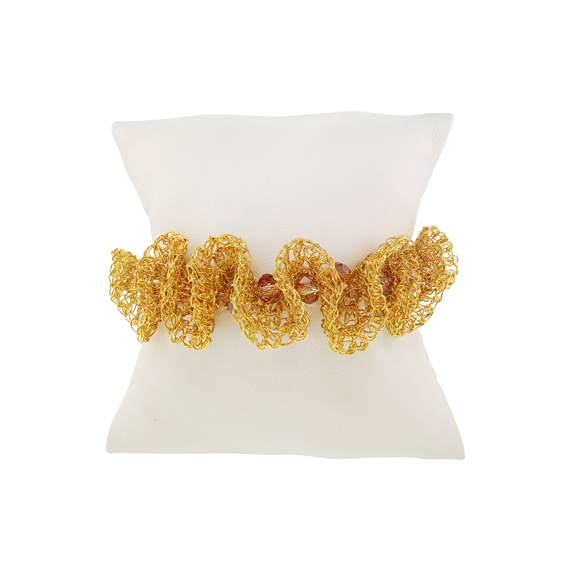 Amber-Gold-Nalu-cuff-Handmade-Crochet-Bracelet-cushion-handmade-crochet-bracelet-with-unique-design-18k-gold-filled-wire-hypoallergenic-lightweight-statement