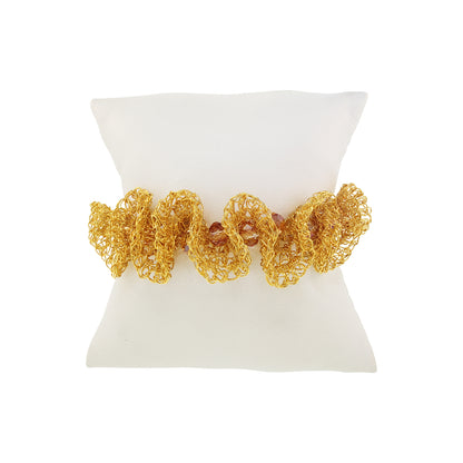 Amber-Gold-Nalu-cuff-Handmade-Crochet-Bracelet-cushion-handmade-crochet-bracelet-with-unique-design-18k-gold-filled-wire-hypoallergenic-lightweight-statement