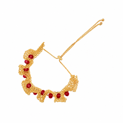 Red & Gold Nalu Handmade Crochet Bracelet