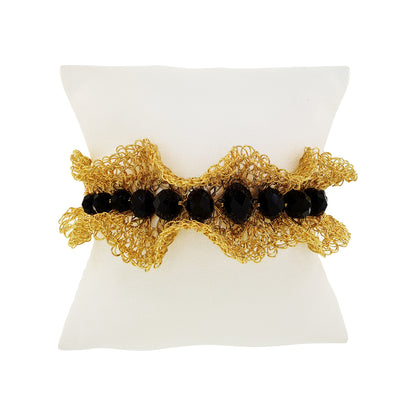 Black-Gold-Nalu-maxi-cuff-Handmade-Crochet-Bracelet-cushion-handmade-crochet-bracelet-with-unique-design-18k-gold-filled-wire-hypoallergenic-lightweight-statement