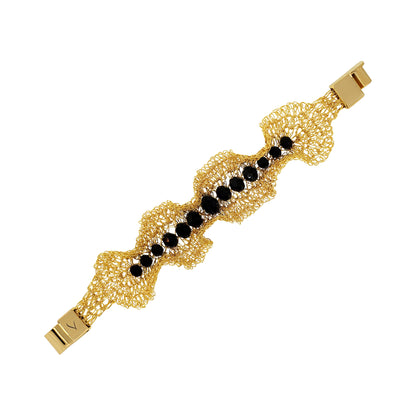 Black-Gold-Nalu-maxi-cuff-Handmade-Crochet-Bracelet-handmade-crochet-bracelet-with-unique-design-18k-gold-filled-wire-hypoallergenic-lightweight-statement