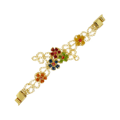 Multi & Gold Aster Handmade Crochet Bracelet