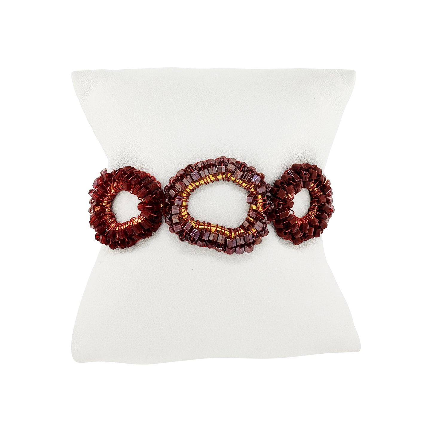 Burgundy Mix Halo Handmade Crochet Bracelet