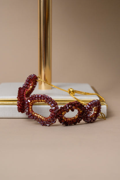 Burgundy Mix Halo Handmade Crochet Bracelet