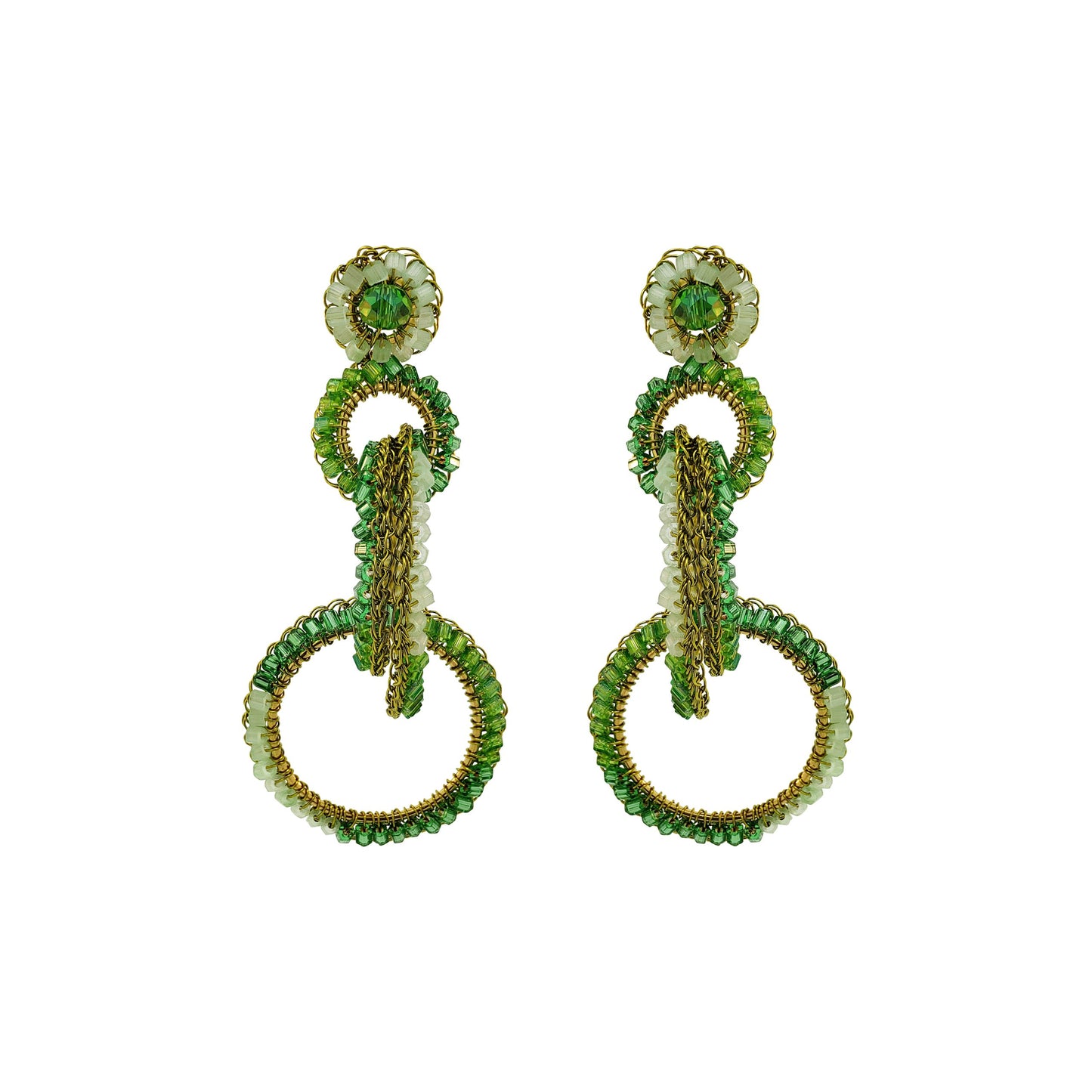 Jade Green Mix Grace Handmade Crochet Earrings