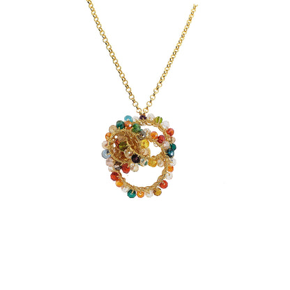 Multi & Gold Ellie Maxi Handmade Crochet Necklace