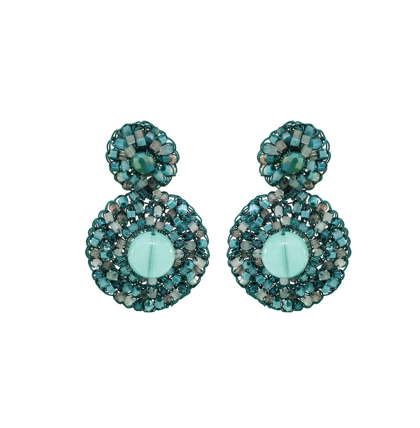 Turquoise Mix Hollie Mandala Handmade Crochet Earrings