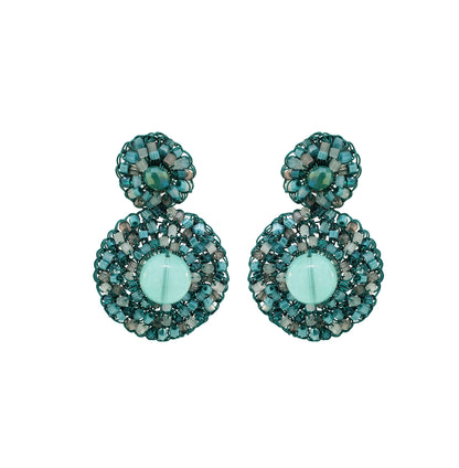 Turquoise Mix Hollie Mandala Handmade Crochet Earrings