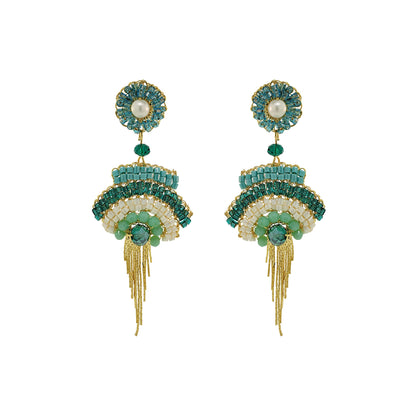 Ocean Teal Mix Fergie Mini Chandelier Handmade Earrings