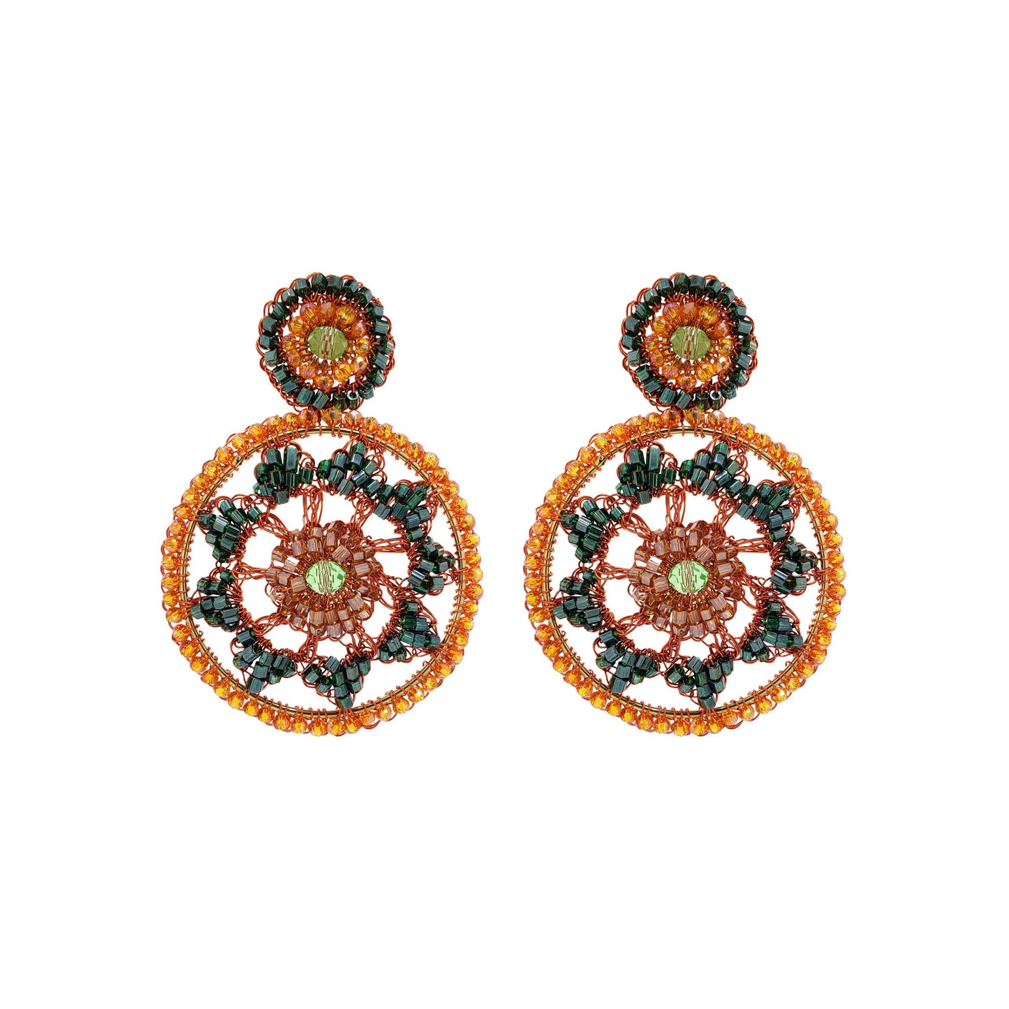 Mystic Amber Mix Zia Handmade Crochet Earrings