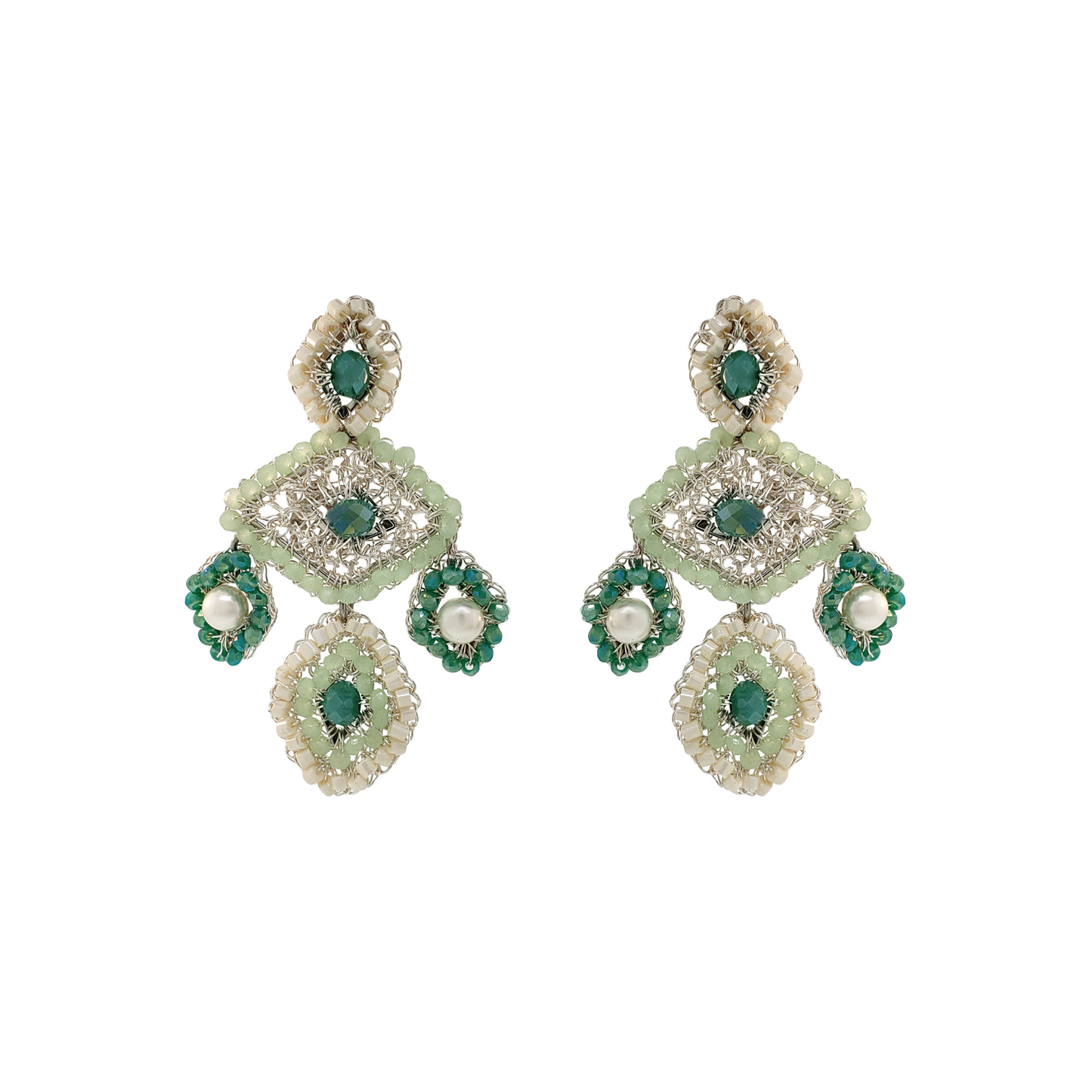 Mint Green Mix Kora Handmade Earrings
