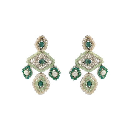 Mint Green Mix Kora Handmade Earrings