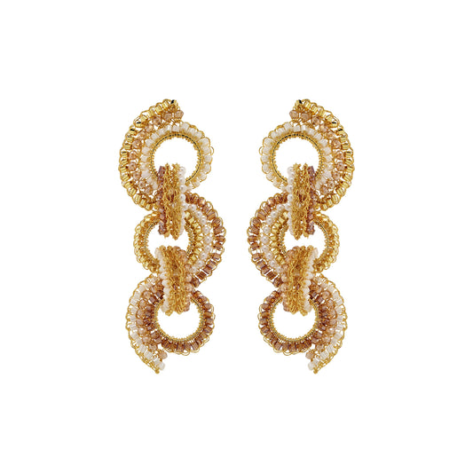 Golden Mix Elena Handmade Crochet Long Earrings