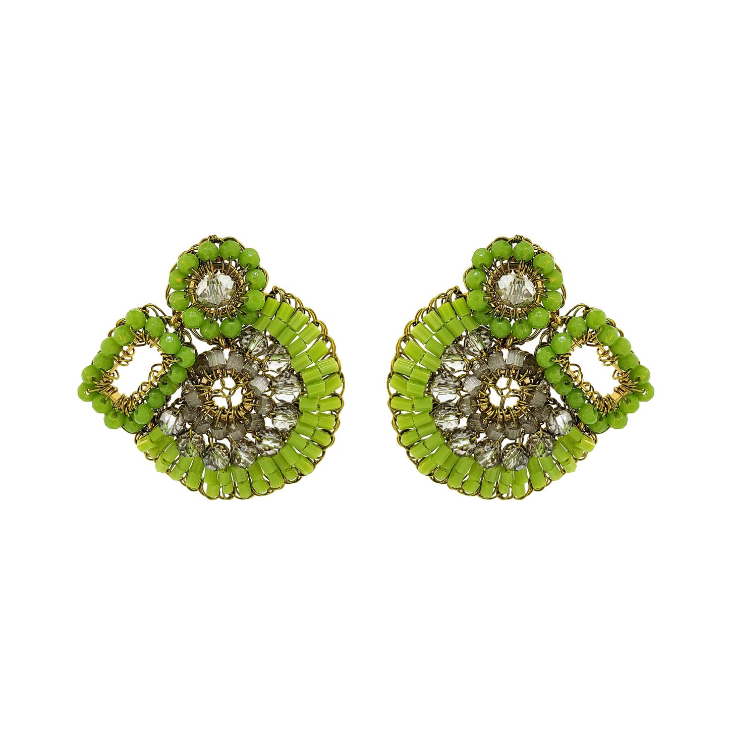 Neon Green Mix Althea Post Handmade Crochet Earrings