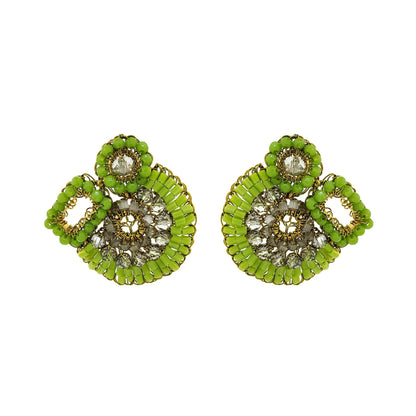 Neon Green Mix Althea Post Handmade Crochet Earrings