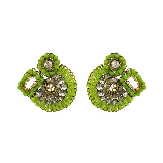 Neon Green Mix Althea Post Handmade Crochet Earrings