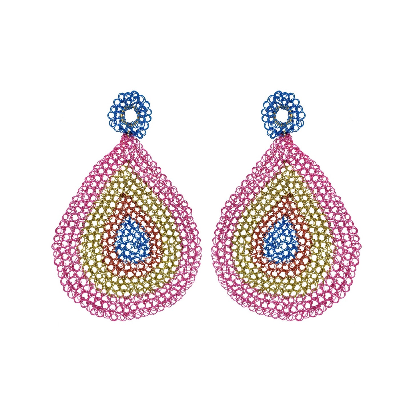 Confetti Mix Aria Wire Handmade Crochet Earrings