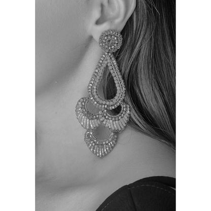 Ocean Teal Mix Siren Maxi Handmade Crochet Earrings