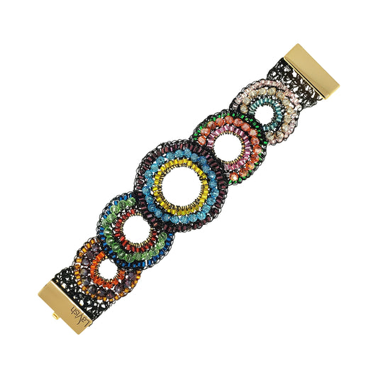 Multi & Black Gush Handmade Crochet Bracelet