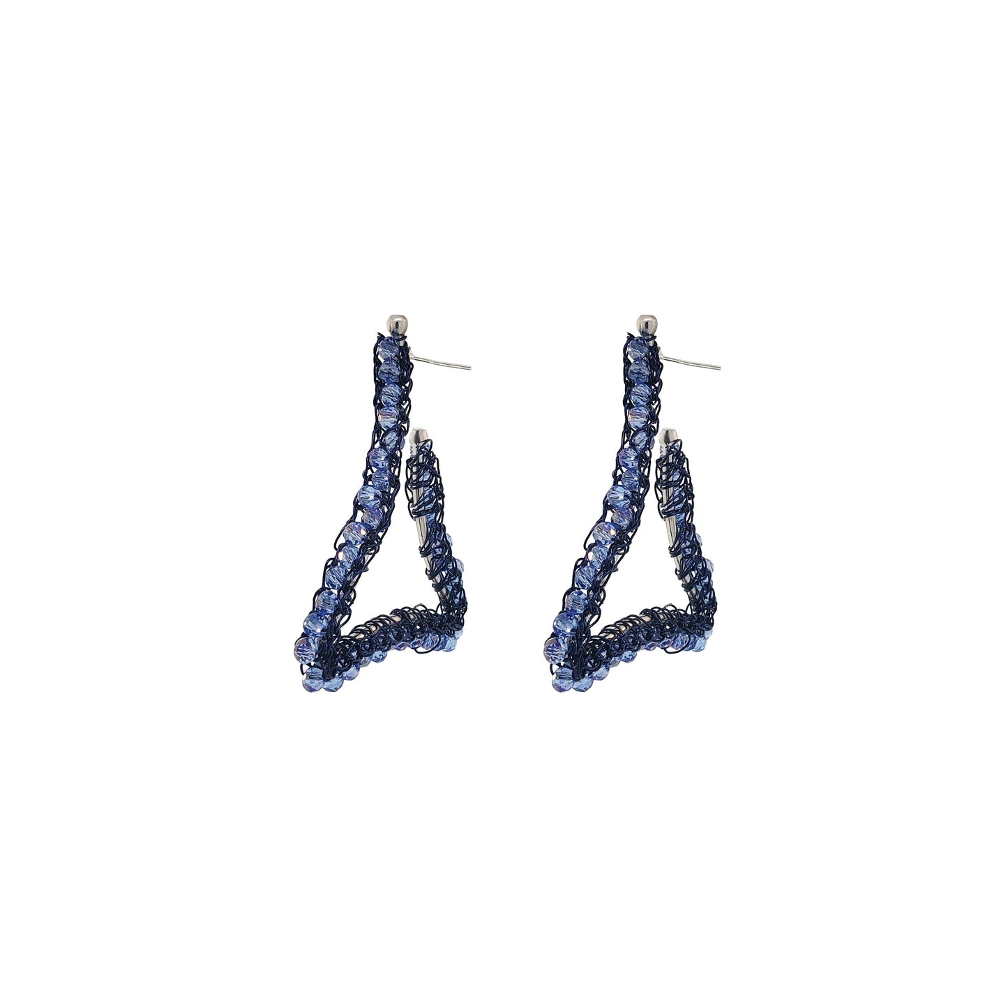 Royal Blue Trigono Hoops Handmade Crochet Earrings