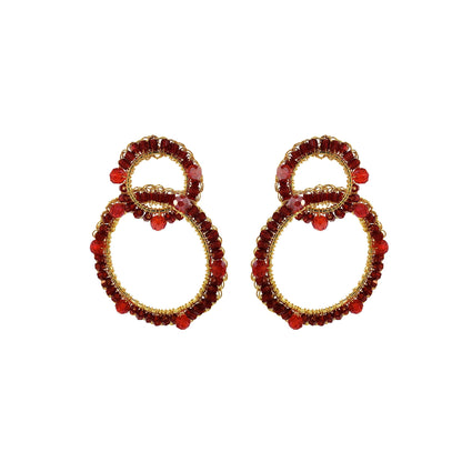 Red & Gold High Roller Handmade Crochet Earrings