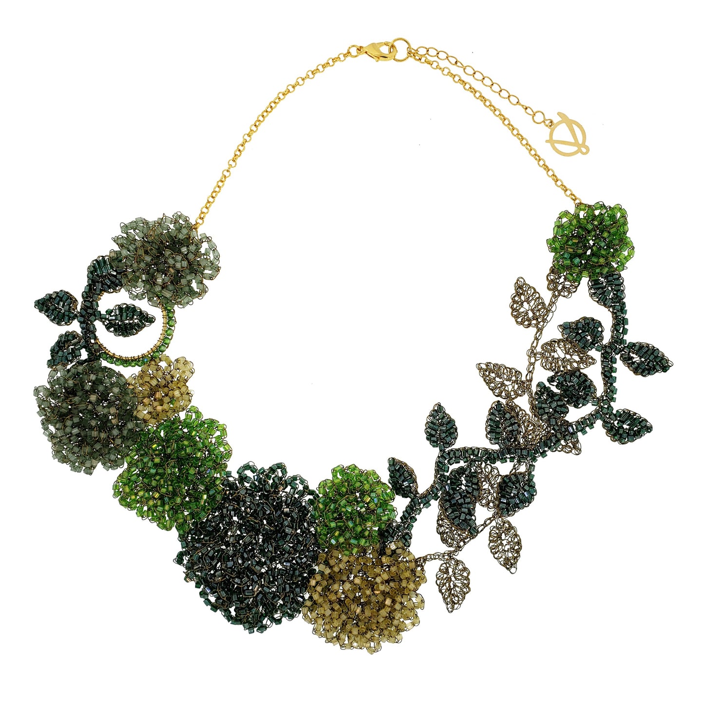 Forest Green Mix Fiori Maxi Handmade Crochet Necklace