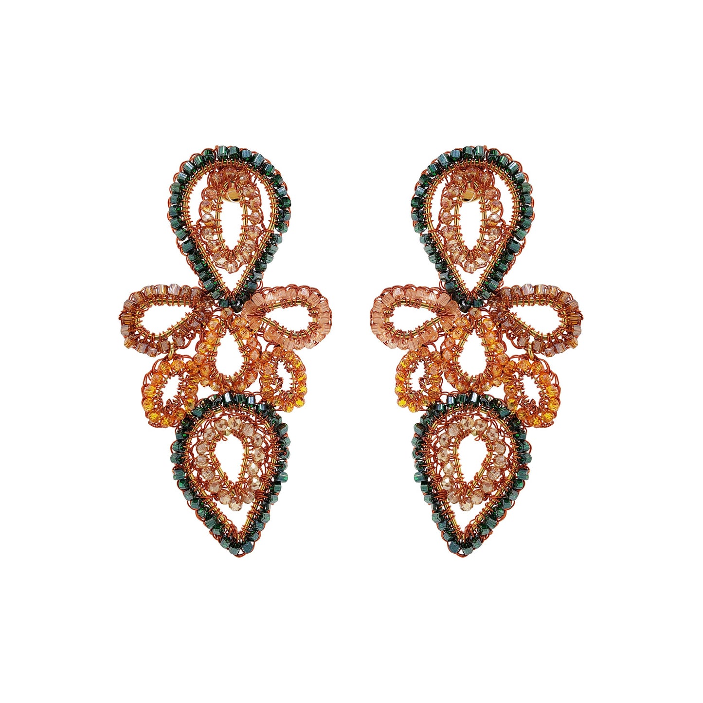 Mystic Amber Mix Trace Handmade Earrings