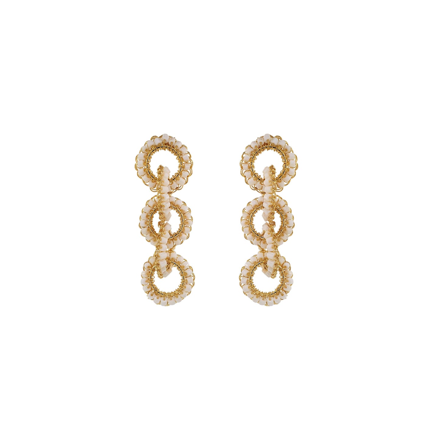 Pearl & Gold Nova Maxi Handmade Crochet Earrings