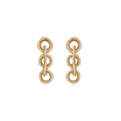Pearl & Gold Nova Maxi Handmade Crochet Earrings