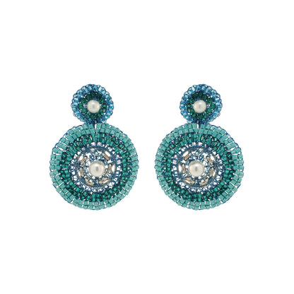 Ocean Blue Mix Ripples Handmade Crochet Earrings