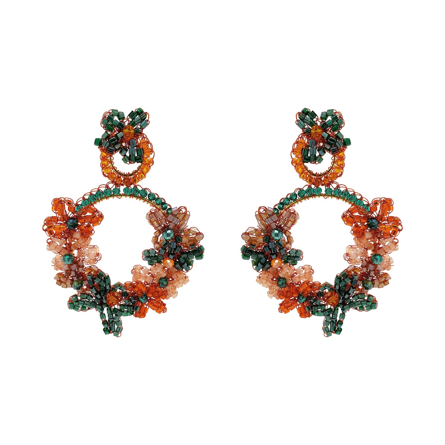 Mystic Amber Mix Garden Large Handmade Crochet Earrings