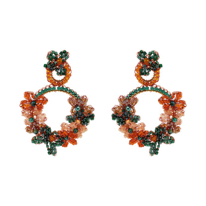 Mystic Amber Mix Garden Large Handmade Crochet Earrings