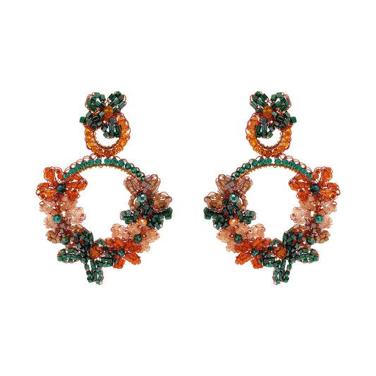 Mystic Amber Mix Garden Large Handmade Crochet Earrings