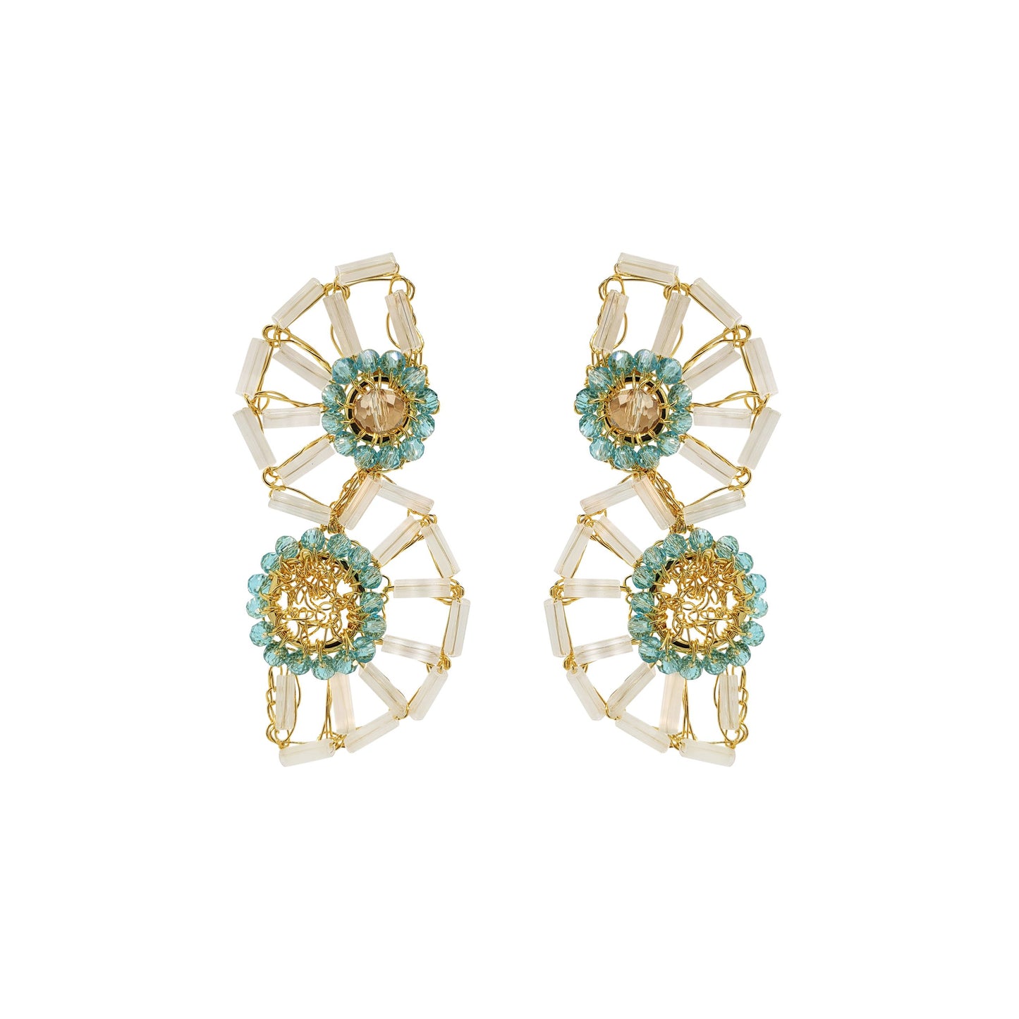 Seafoam Blue Mix Themis Handmade Crochet Earrings